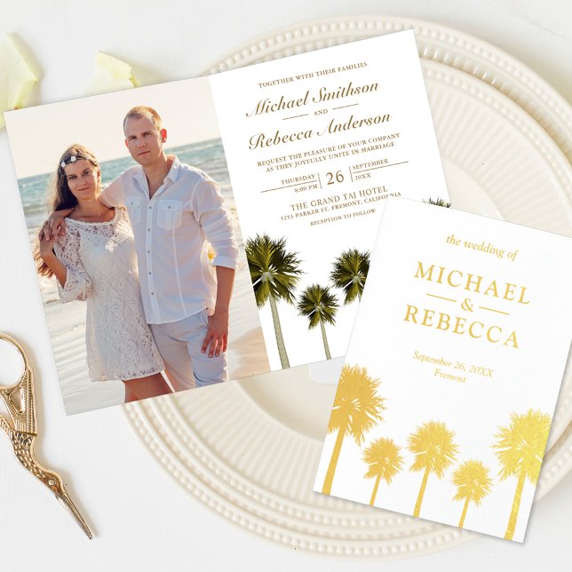 Invitación a la boda de palmeras de Relieve metali (Subido por el creador)