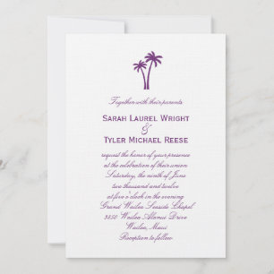 Invitación a la boda de palmeras - Púrpura