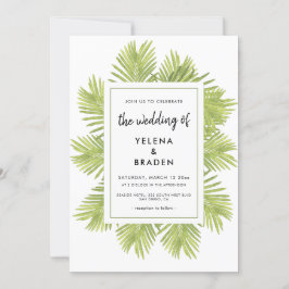 Invitación a la boda de palmeras tropicales