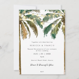invitación a la boda de palmeras tropicales
