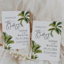 Invitación a la boda de palmeras tropicales