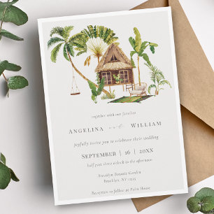 Invitación a la boda de palmeras tropicales