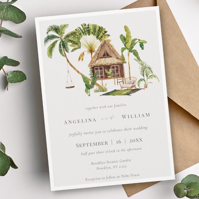Invitación a la boda de palmeras tropicales (Subido por el creador)