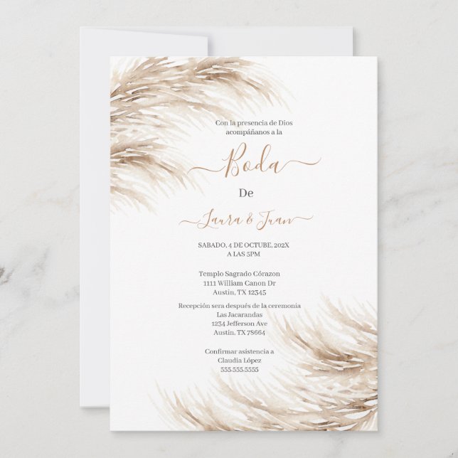 Invitación a la boda de Pampas (Anverso)