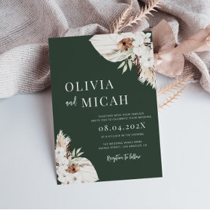 Invitación a la boda de pampas con vegetación bovi