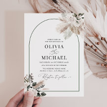 invitación a la boda de pampas en arco moderno