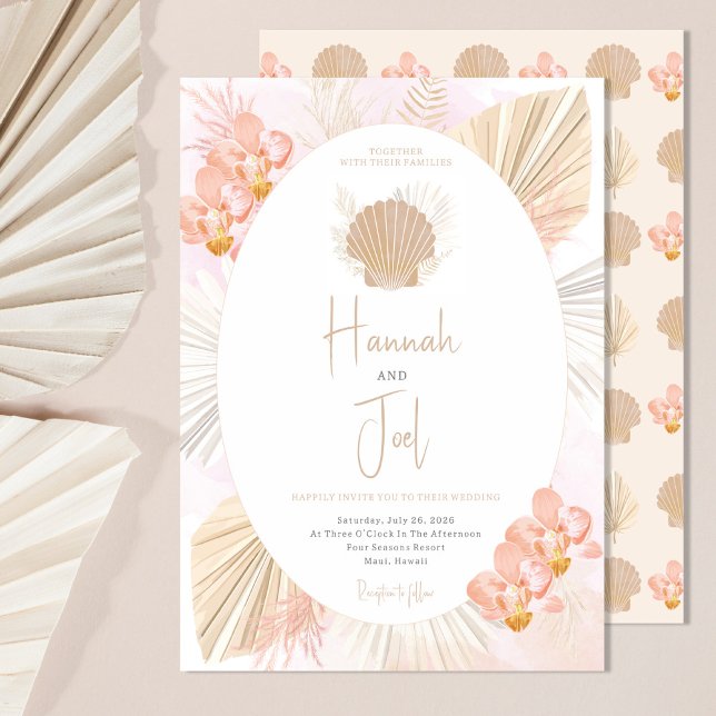 Invitación a la boda de Pampas Grass Boho Beach (Subido por el creador)