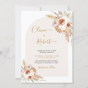 Invitación a la boda de Pampas Grass Boho Terracot