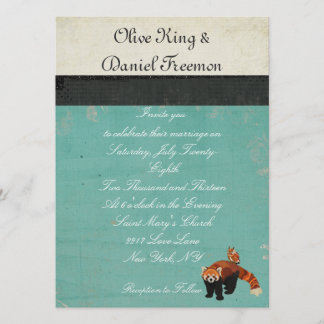 Invitación a la boda de Panda y Búho Rojos