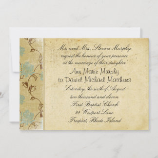 Invitación a la boda de Papel Antiguo y Flores