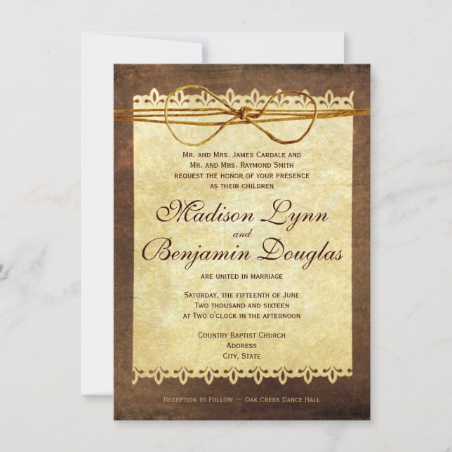 Invitación a la boda de papel de cosecha ruidosa (Anverso)