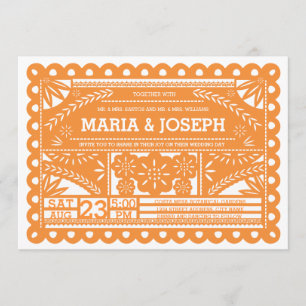 Invitación a la boda de Papel Picado - Naranja
