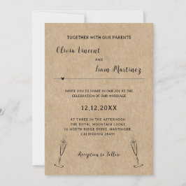 Invitación a la boda de papel rústico