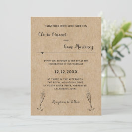 Invitación a la boda de papel rústico