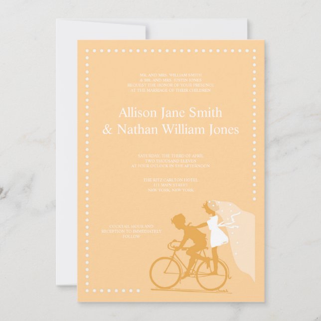 Invitación a la boda de pareja de bicicletas amari (Anverso)