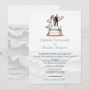 Invitación a la boda de pareja de Surf
