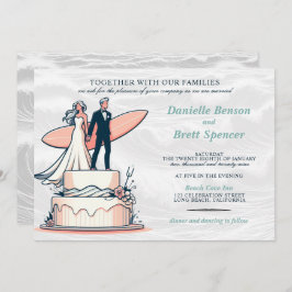 Invitación a la boda de pareja de Surf