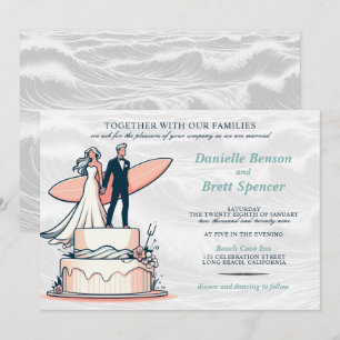 Invitación a la boda de pareja de Surf