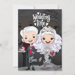 Invitación a la boda de pareja moderna e ilustrada