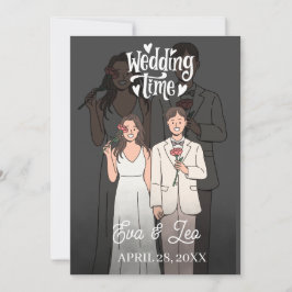 Invitación a la boda de pareja moderna e ilustrada