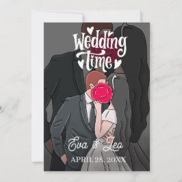 Invitación a la boda de pareja moderna e ilustrada