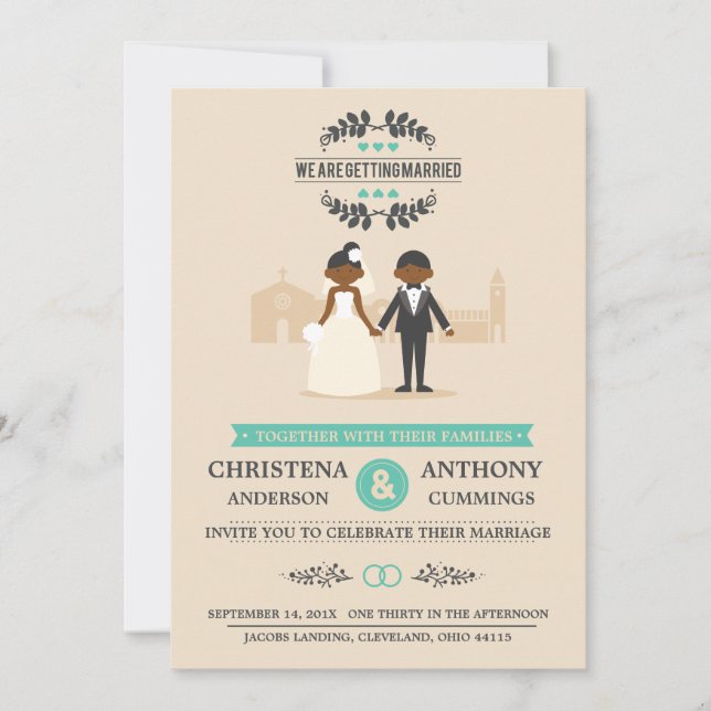 Invitación a la boda de pareja personalizado (DAA) (Anverso)
