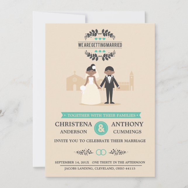 Invitación a la boda de pareja personalizado (LAA) (Anverso)