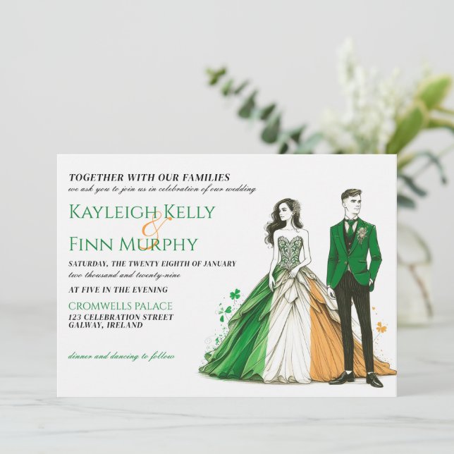 Invitación a la boda de parejas de Irlanda (Anverso de pie)