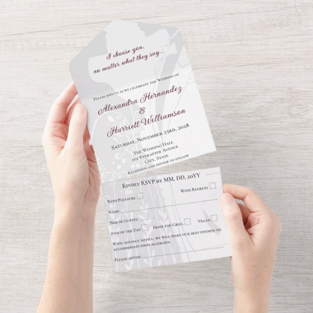 Invitación a la boda de parejas de lesbianas (desgarro)