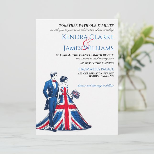 Invitación a la boda de parejas en el Reino Unido (Anverso de pie)