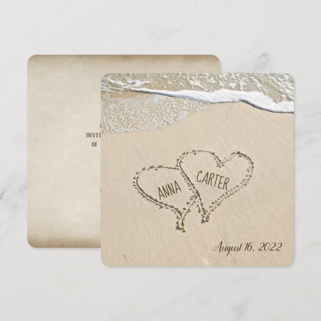 Invitación a la boda de pares de corazones de play (Anverso / Reverso)