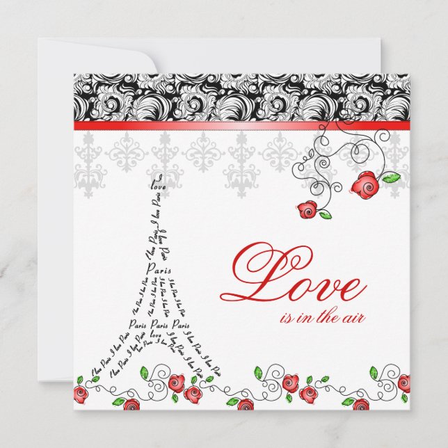 Invitación a la boda de París Roses Roses Roses Bl (Anverso)