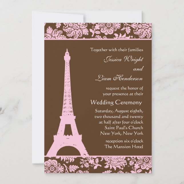 Invitación a la boda de París y chocolate (Anverso)