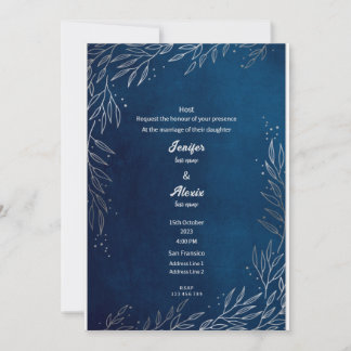Invitación a la boda de parsley azul y elegante