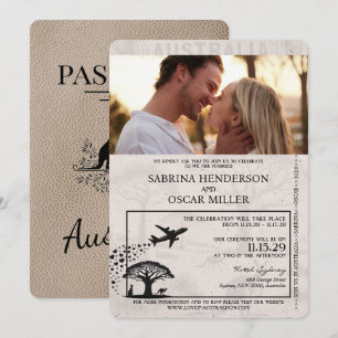 Invitación a la boda de pasaporte de Australia en