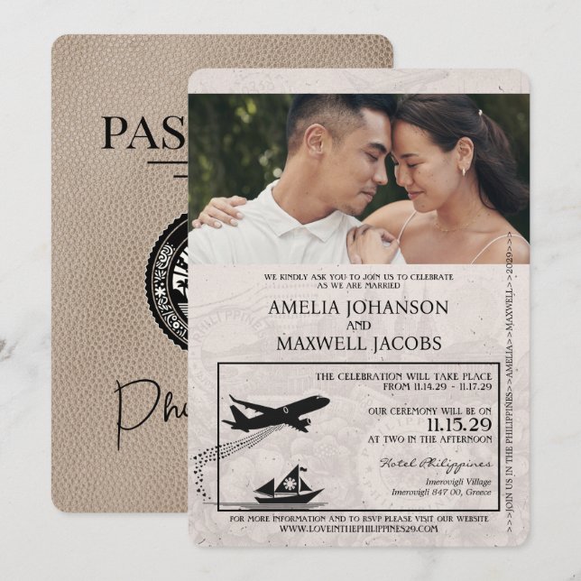 Invitación a la boda de pasaporte de Filipinas en  (Anverso / Reverso)