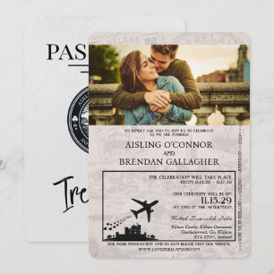 Invitación a la boda de pasaporte de Irlanda blanc