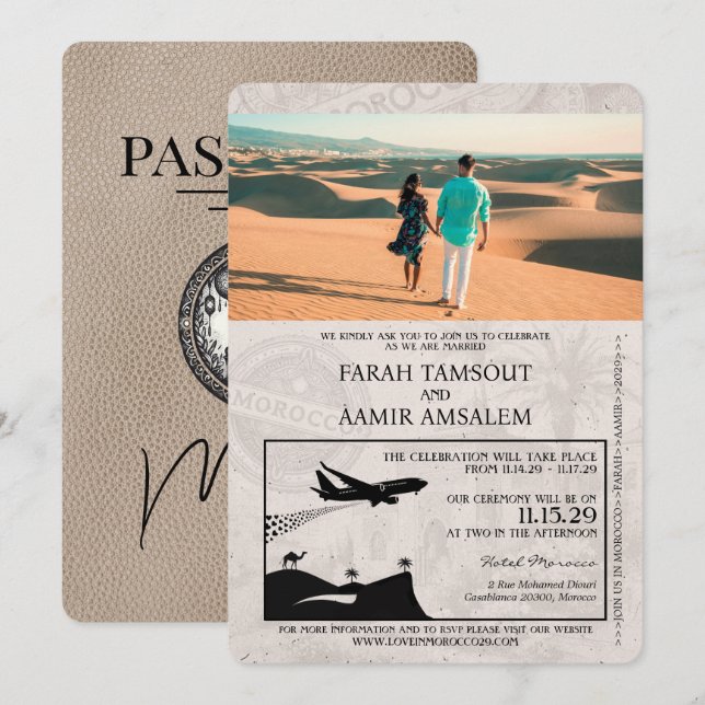 Invitación a la boda de pasaporte de Marruecos en  (Anverso / Reverso)