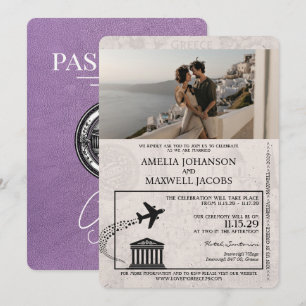 Invitación a la boda de Pasaporte Lavender Purple 
