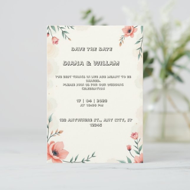 Invitación a la boda de Pastel (Anverso de pie)