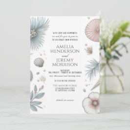 Invitación a la boda de Pastel Beach con detalles