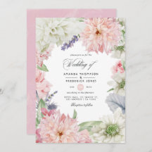 Invitación a la boda de Pastel Rubor Pink Dahlia