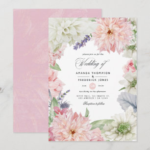 Invitación a la boda de Pastel Rubor Pink Dahlia