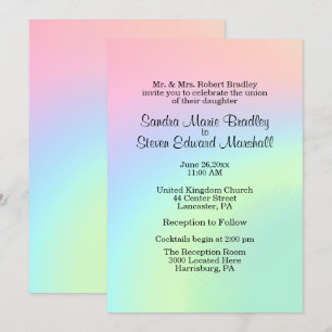 Invitación a la boda de Pastel Swirl con recepción