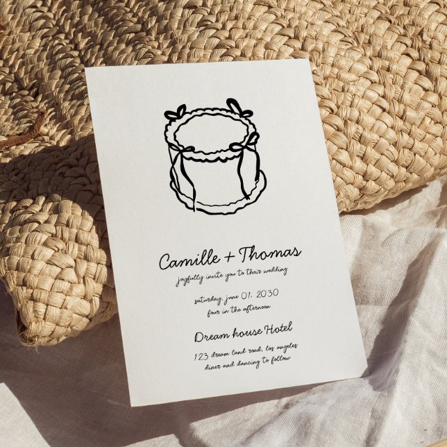 Invitación a la boda de pasteles dibujada a mano (Subido por el creador)