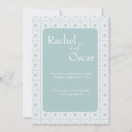Invitación a la boda de patrón azul Pastel