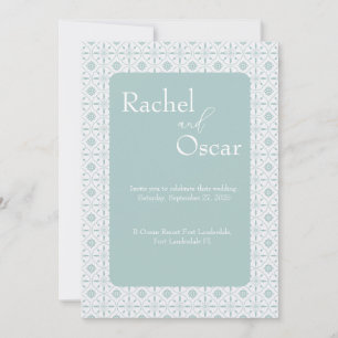Invitación a la boda de patrón azul Pastel