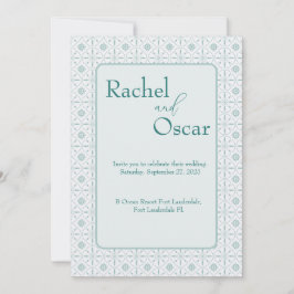 Invitación a la boda de patrón azul Pastel
