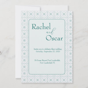 Invitación a la boda de patrón azul Pastel