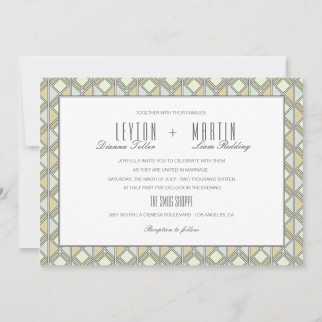 Invitación a la boda de patrones de mosaico modern (Anverso)